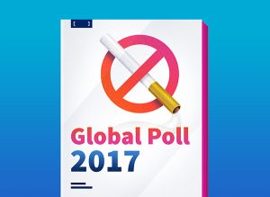 Graphic showing the cover of a report with a cigarette crossed out and titled Global Poll 2017.