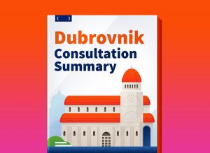 Dubrovnik consultation summary report with an illustrated building in Dubrovnik.